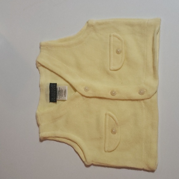 Vintage Pastel Yellow Vneck Buttondown Sweater Vest 3 to 6 Months - Picture 1 of 6